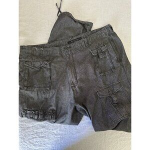 Sean John Men's Size 46 Cargo Flight Pants Tie Bottom Gray Y2K 100% Cotton Light
